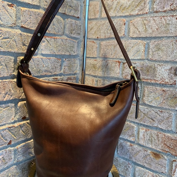 Vintage Coach 9085 Duffle Sac Bucket Shoulder Bag Brown Leather - Picture 1 of 12